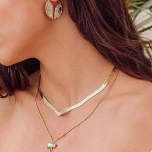 Revolve Shashi V Herringbone Short Gold Chain Necklace